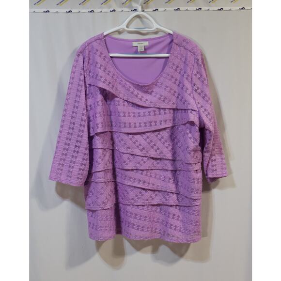 cj banks Purple Tiered Lacey Half-Sleeved Top Size 2X - Picture 1 of 4